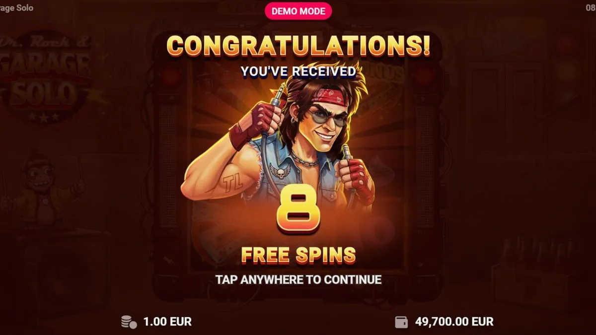 Dr. Rock & Garage Solo slot game interface