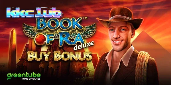 Pemandangan makam kuno Mesir dengan simbol buku emas yang ikonik dalam Book of Ra deluxe.